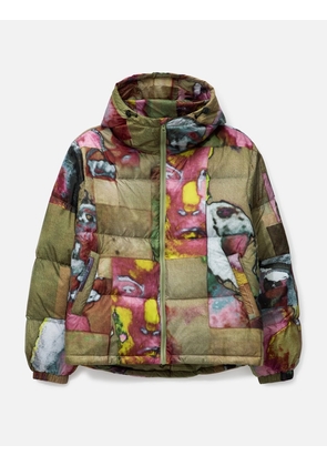 Printed Faces Collage Puffer Jacket