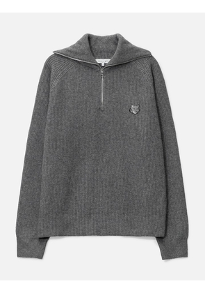 Bold Fox Head Patch Half Zip Ribbed Jumper