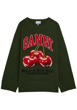 Ganni Intarsia Wool-blend Jumper - Green - XL (UK16 / XL)