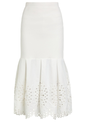 Jonathan Simkhai Eveletta Cutwork Stretch-knit Midi Skirt - White - XL (UK16 / XL)