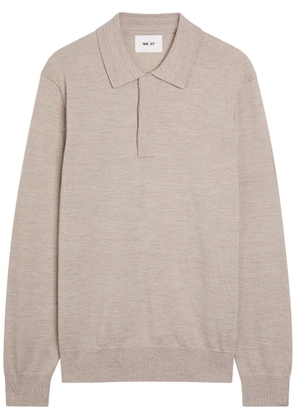 NN07 Emerson Melange Wool Polo Shirt - Ecru - S