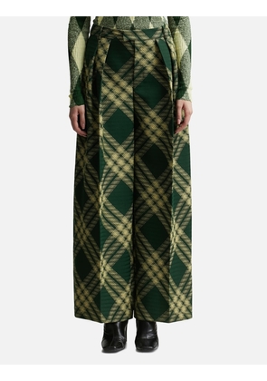 Pleated Check Wool Trousers