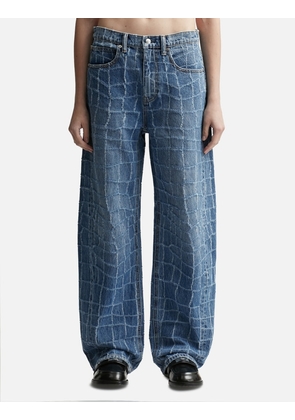 Laser-distressed Denim Jeans