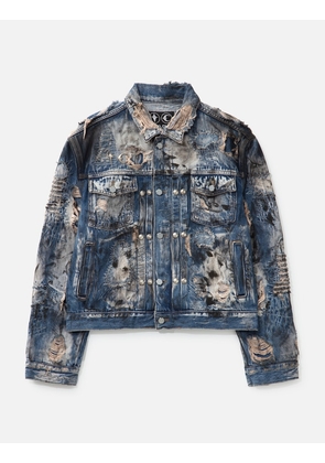 Hard-washed Damaged Denim Jacket
