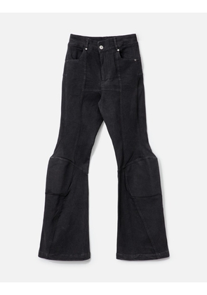 Padded Flared Black Denim Pants