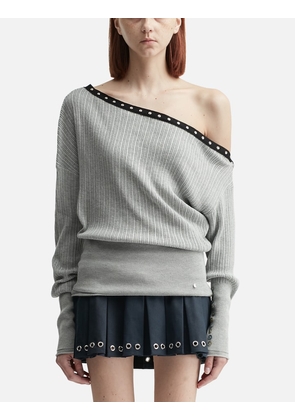Asymmetric Eyelet Knit Top