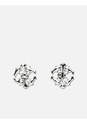 Silver Logo Spikes Stud Earrings