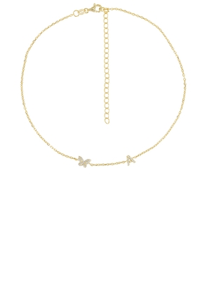 By Adina Eden Pave Butterfly Initial Choker in Metallic Gold. Size B. Also in D, F, G, I, J, K, O, P.