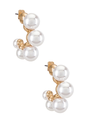 Ettika Large Pearl Mini Hoops in Ivory.