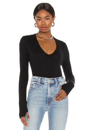 Enza Costa Cashmere Fitted V Neck Sweater in Black. Size L. Also in M, XL, XS.