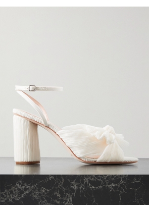 Loeffler Randall - Camellia Bow-embellished Plissé-organza Sandals - Off-white - US5,US5.5,US6,US6.5,US7,US7.5,US8,US8.5,US9,US9.5,US10,US10.5,US11,US11.5,US12