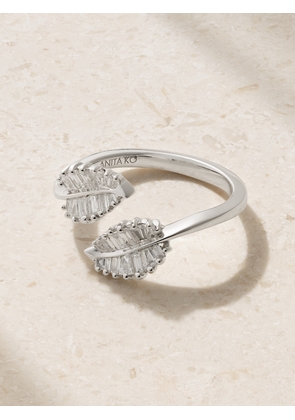 Anita Ko - Small Palm Leaf 18-karat White Gold Diamond Ring - Silver - 3,4,5,6,7