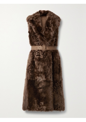 Loro Piana - Ardis Reversible Belted Shearling And Suede Vest - Brown - x small,small,medium,large,x large