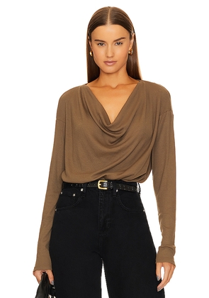 Bobi Cowl Neck Blouse in Olive. Size L. Also in M, S, XL, XS.
