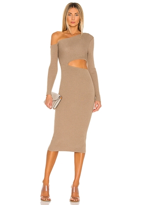 Camila Coelho Nahla Knit Dress in Taupe. Size L. Also in XXS, XS, S, M, XL.