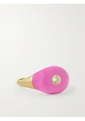 CHARMS COMPANY - Les Bonbons 14-karat Gold, Enamel And Quartz Ring - 4,6,8