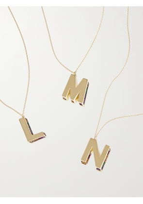 CHARMS COMPANY - Initials 14-karat Gold Sapphire Necklace - A,B,C,D,E,F,G,H,I,J,K,L,M,N,O,P,Q,R,S,T,U,V,W,X,Y,Z