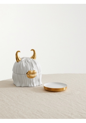 L'Objet - + Haas Brothers Mojave Lynda 17cm Box And Set Of Four 11cm Gold-plated Porcelain Plates - White - One size