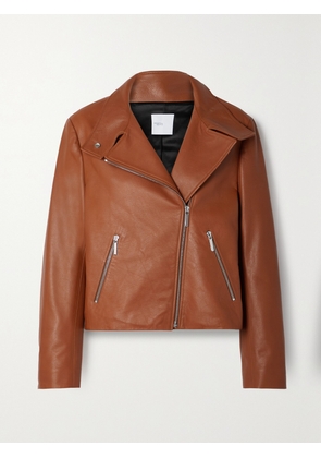 ROSETTA GETTY - Textured-leather Biker Jacket - Orange - US0,US2,US4,US6,US8,US10,US12