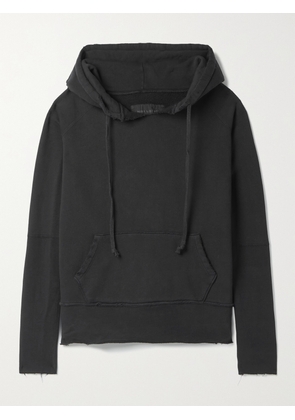 Nili Lotan - Janie Distressed Cotton-jersey Hoodie - Black - x small,small,medium,large