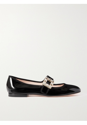Roger Vivier - Très Vivier Strass Babies Crystal-embellished Patent-leather Ballet Flats - Black - IT34,IT35,IT35.5,IT36,IT36.5,IT37,IT37.5,IT38,IT38.5,IT39,IT39.5,IT40,IT40.5,IT41,IT41.5,IT42