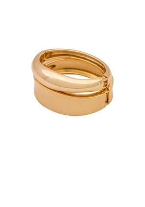 Ettika Double Golden Bangle Set in Metallic Gold.