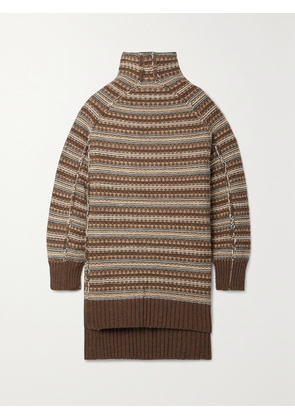 MM6 MAISON MARGIELA - Oversized Jacquard-knit Turtleneck Sweater - Brown - x small,small,medium,large,x large