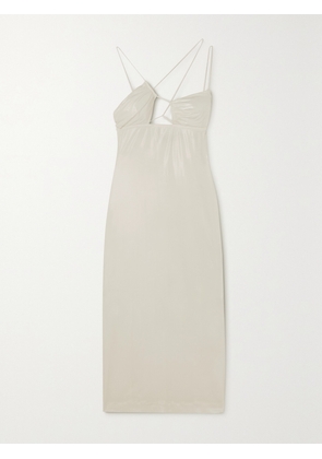 NENSI DOJAKA - Cutout Metallic Stretch-jersey Midi Dress - Cream - x small,small,medium,large