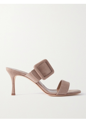 Manolo Blahnik - Gable 70 Buckled Suede Mules - Brown - IT35,IT35.5,IT36,IT36.5,IT37,IT37.5,IT38,IT38.5,IT39,IT39.5,IT40,IT40.5,IT41,IT41.5,IT42,IT43