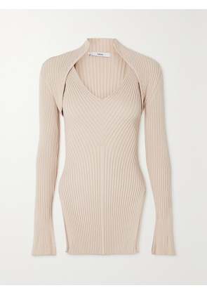 SAFIYAA - Nouvel Ribbed-knit Sweater And Tank Set - Pink - x small,small,medium,large,x large