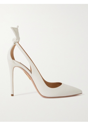 Aquazzura - Bow Tie 105 Suede Pumps - White - IT34,IT35,IT35.5,IT36,IT36.5,IT37,IT37.5,IT38,IT38.5,IT39,IT39.5,IT40,IT40.5,IT41,IT41.5,IT42