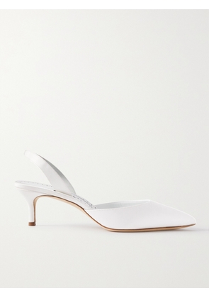 Manolo Blahnik - Carolyne Bridal 50 Satin Slingback Pumps - White - IT34,IT35,IT36,IT36.5,IT37,IT37.5,IT38,IT38.5,IT39,IT39.5,IT40,IT40.5,IT41,IT41.5,IT42,IT42.5,IT43