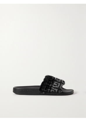 Givenchy - Logo-print Shearling Slides - Black - IT35,IT36,IT37,IT38,IT39,IT40,IT41