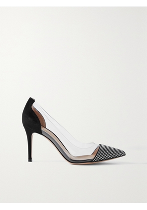 Gianvito Rossi - 85 Crystal-embellished Pvc And Suede Pumps - Black - IT35,IT36,IT36.5,IT37,IT37.5,IT38,IT38.5,IT39,IT39.5,IT40,IT40.5,IT41,IT41.5,IT42