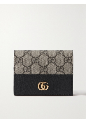 Gucci - Gg Marmont Petite Textured-leather And Printed Coated-canvas Wallet - Black - One size