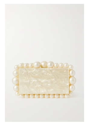 Cult Gaia - Eos Beaded Marbled Acrylic Clutch - Ivory - One size