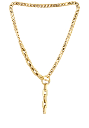 BRACHA York Lariat Necklace in Metallic Gold.
