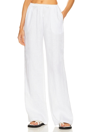 AEXAE Linen Drawstring Trouser in White. Size L. Also in XS, S, M, XL.