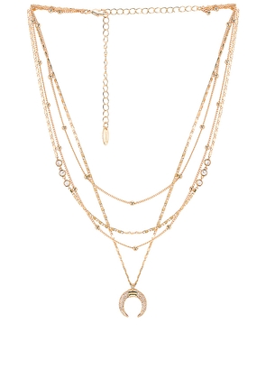 Ettika Layered Moon Necklace in Metallic Gold.