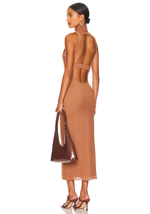 AFRM Serenity Midi Dress in Brown. Size 1X. Also in 2X, 3X.