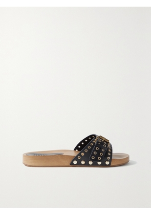 Isabel Marant - Jaso Embellished Leather Slides - Black - FR35,FR36,FR37,FR38,FR39,FR40,FR41