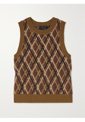 Nili Lotan - Carey Argyle Wool And Cashmere-blend Vest - Brown - x small,small,medium,large