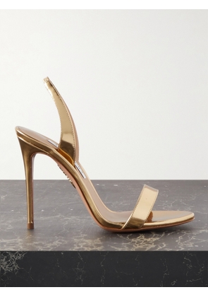 Aquazzura - So Nude 105 Mirrored-leather Slingback Sandals - Gold - IT35,IT35.5,IT36,IT36.5,IT37,IT37.5,IT38,IT38.5,IT39,IT39.5,IT40,IT40.5,IT41,IT41.5,IT42