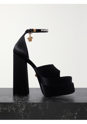 Versace - Medusa Aevitas Embellished Satin Platform Sandals - Black - IT35,IT36,IT36.5,IT37,IT37.5,IT38,IT38.5,IT39,IT39.5,IT40,IT40.5,IT41