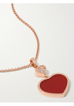 Chopard - Happy Hearts 18-karat Rose Gold, Carnelian And Diamond Necklace - Red - One size