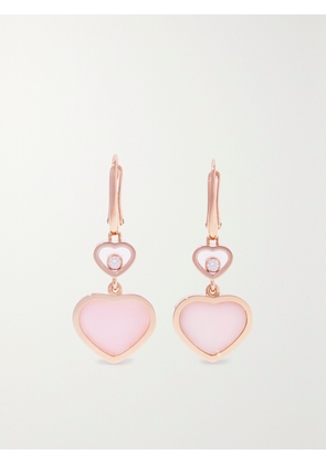 Chopard - Happy Hearts 18-karat Rose Gold, Opal And Diamond Earrings - Pink - One size