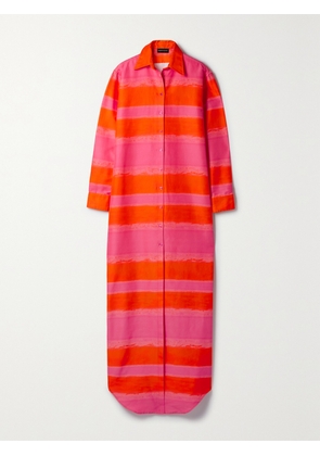 Brandon Maxwell - Striped Cotton And Silk-blend Faille Maxi Shirt Dress - Pink - x small,small,medium,large,x large