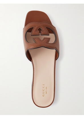 Gucci - Cutout Leather Slides - Brown - IT34.5,IT35,IT35.5,IT36,IT36.5,IT37,IT37.5,IT38,IT38.5,IT39,IT39.5,IT40,IT40.5,IT41,IT41.5,IT42