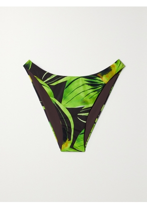 LOUISA BALLOU - Printed Stretch Bikini Briefs - Green - x small,small,medium,large,x large