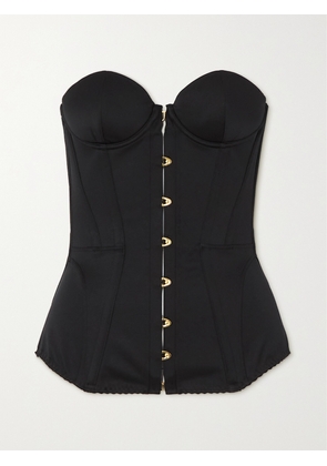 Agent Provocateur - Mercy Strapless Lace-up Cotton-satin Bustier Top - Black - 2,3,4,5
